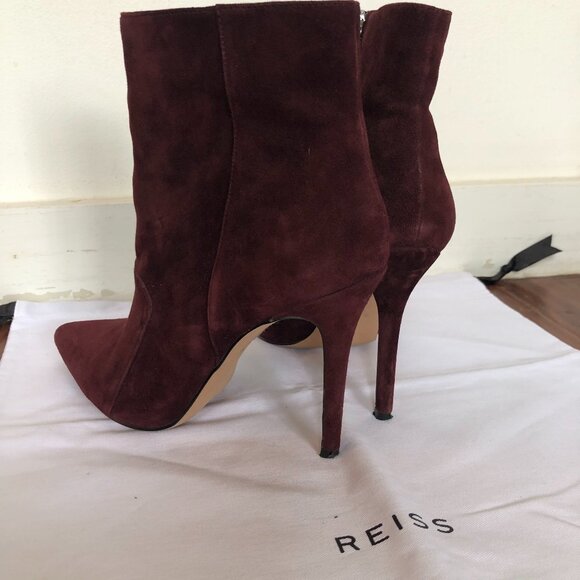 REISS Mirna Suede Heeled Pointed Toe Ankle Boots/Booties Size 39 - Picture 2 of 13